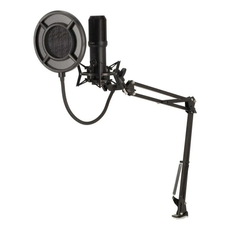 Microfono Nedis GSMIC410BK USB con filtro antipop LED e supporto da tavolo