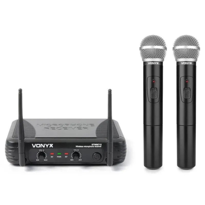 Microfono Vonyx STWM712 wireless VHF doppio con ricevitore diversity