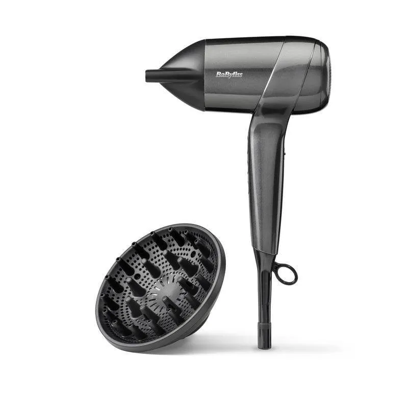 Phon Ionico con Diffusore BaByliss Titanium Shine D6200DE 1600W 3 Temperature 3 Velocità con Accessori Acciaio