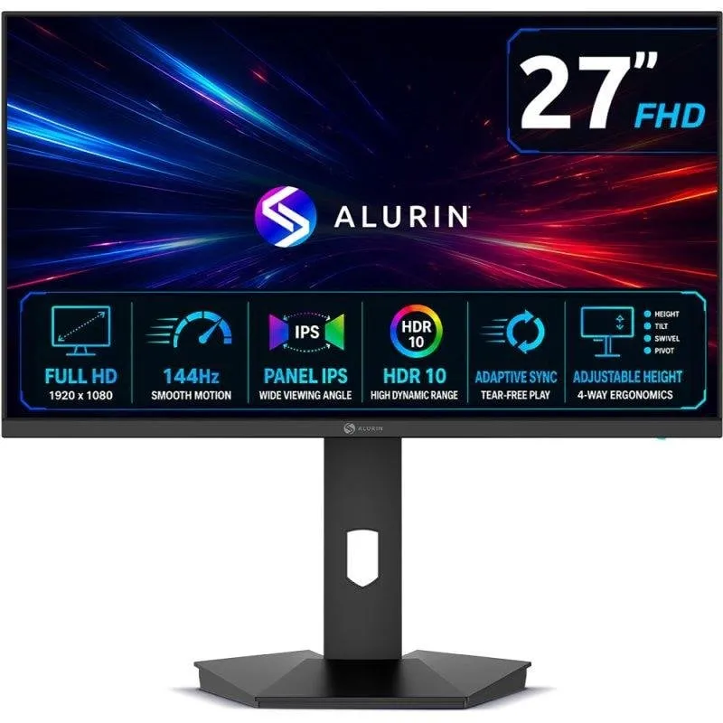 Monitor PC Alurin CoreVision 27" FullHD 144Hz IPS AdaptiveSync Altezza Regolabile