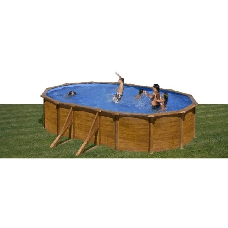 Piscina Gre KIT500W Anello Gonfiabile Ovale 14550L Finitura Legno Filtrazione