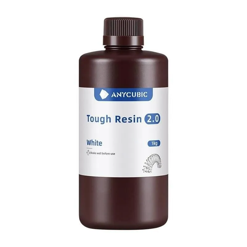 Resina per stampa 3D Anycubic Tough Resin 2.0 White 1kg alta resistenza