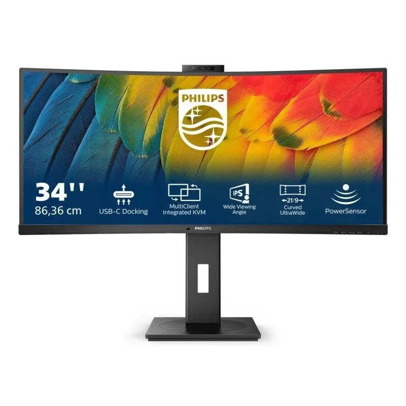 Monitor PC Philips 34B1U5600CH 34'' WQHD 100Hz VA Curvo USB-C Webcam 4ms
