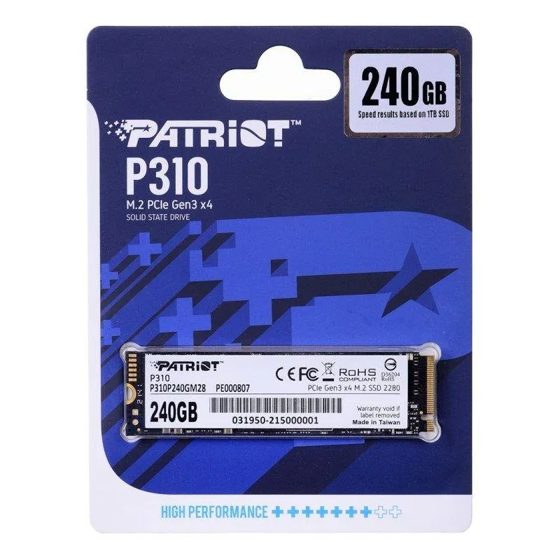 Disco Duro Patriot P310 240GB M.2 PCIe Gen3 x4 1700MB/s NVMe