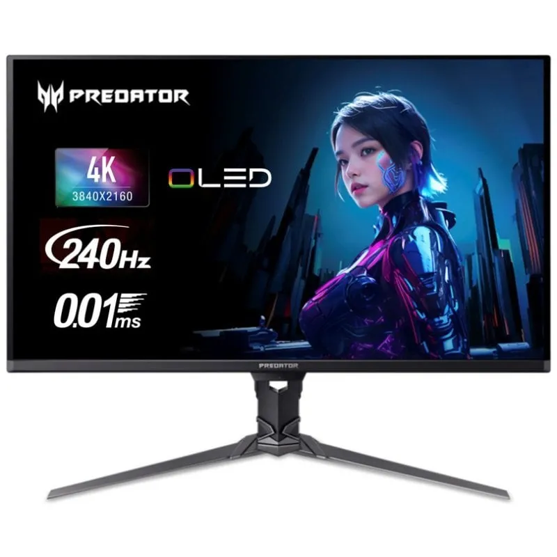 Monitor PC Acer Predator X32X5bmiiphuzx 32'' UltraHD 4K 240Hz OLED 0.01ms FreeSync Premium Pro