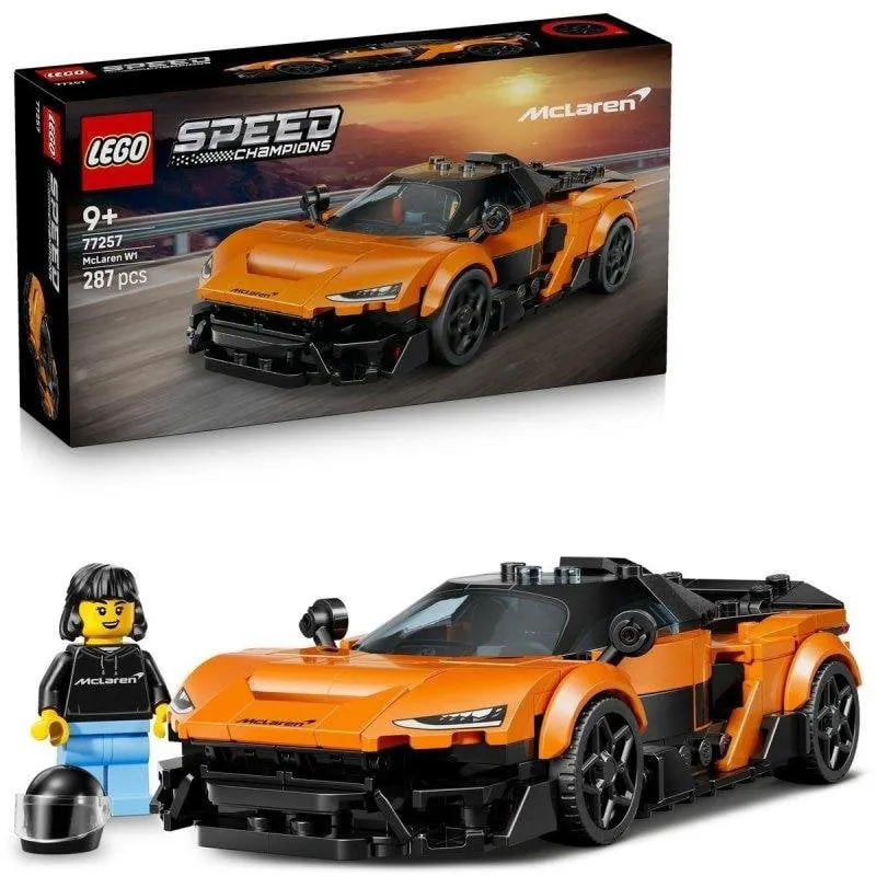 Set costruzione LEGO McLaren W1 Speed Champions con minifigura pilota