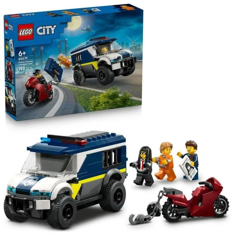 Set costruzione LEGO 60479 City Furgone Trasporto Penitenziario Polizia con Moto