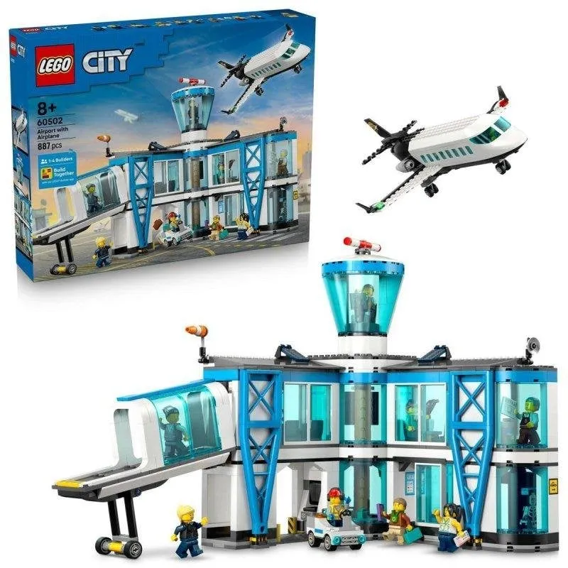 Set costruzioni LEGO 60502 City Aeroporto con Aereo e 9 Minifigure