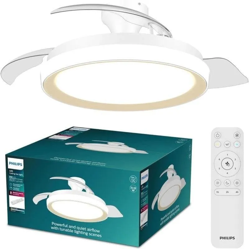 Ventilatore da Soffitto con Luce Philips Bliss 106cm LED 6 Velocità Pale Retrattili Telecomando