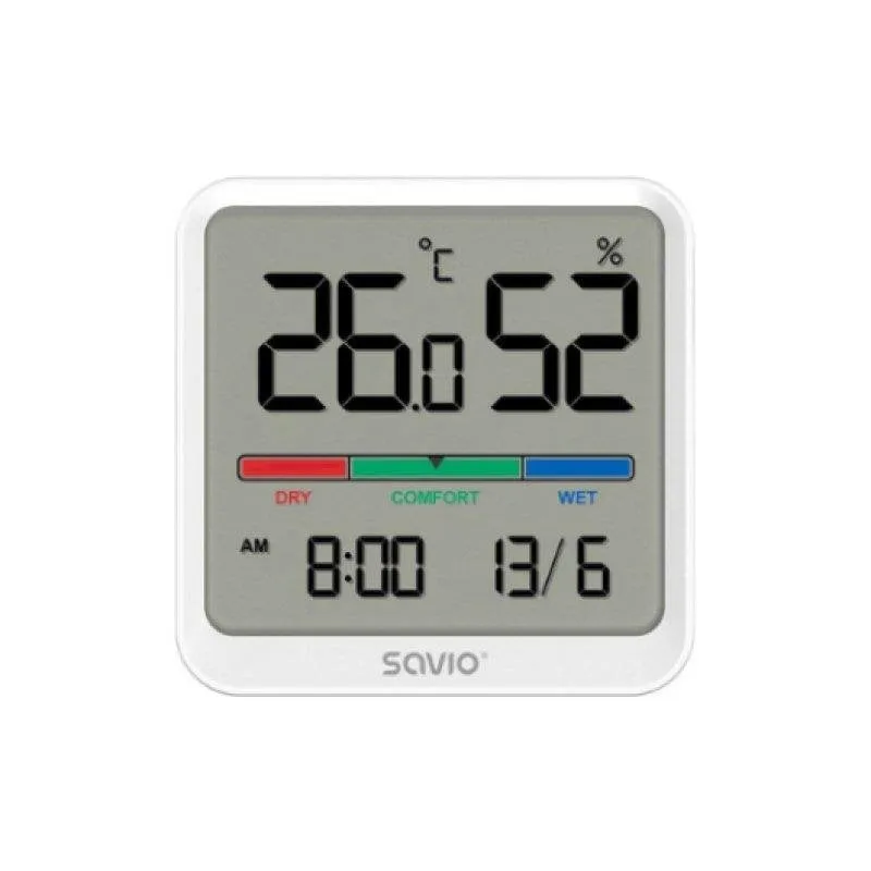 Sensore Savio CT-01/W Temperatura e Umidità Display LCD Bianco Magnetico