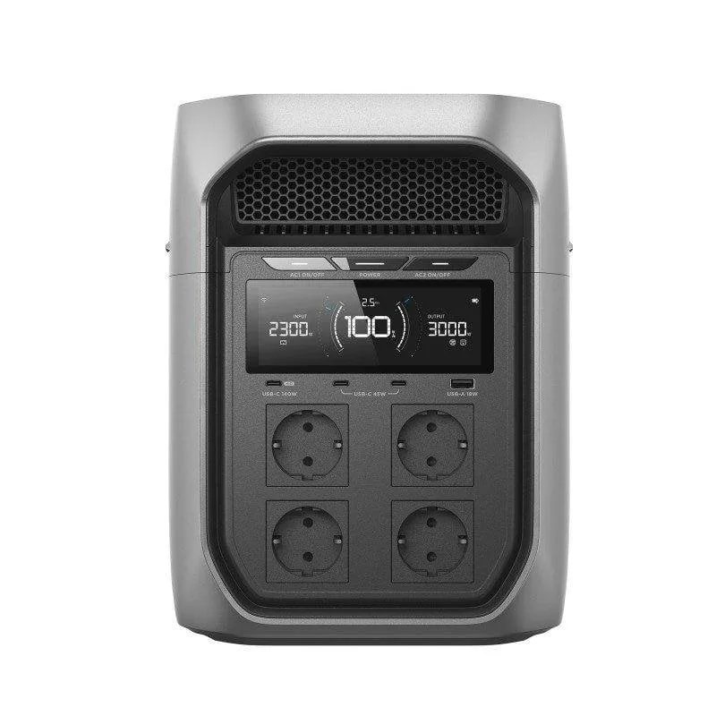 Stazione di energia EcoFlow DELTA 3 Max Plus 2048Wh 4 AC 4 USB 1 DC Batteria LiFePO4 Schermo LCD Caricatore solare
