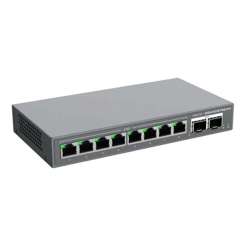 Switch Grandstream GWN7721 8 porte 2.5G, 2 porte 10G SFP+, gestione cloud