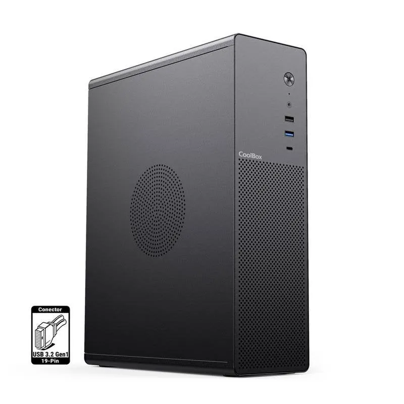 Case CoolBox T100 Slim Micro ATX USB-C 3.2 Gen1 Nero Full Metal