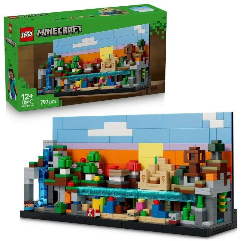 Set costruzione LEGO 21589 Minecraft Minibiomas 797 pezzi con microfigure