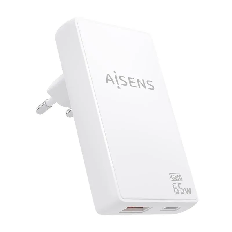Caricatore da parete Aisens ASCH-65W2P076-W GaN 65W USB-C USB-A ultrasottile bianco
