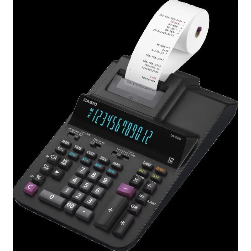 Calcolatrice da tavolo Casio DR-200R 12 cifre stampa doppio colore nera