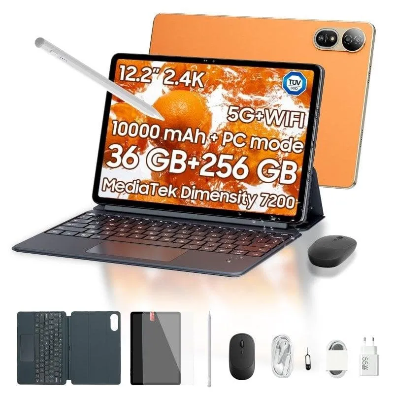 Tablet Blackview Mega 12 WiFi + 5G 12,2" 36GB 256GB Arancione con Tastiera e Stylus Pen
