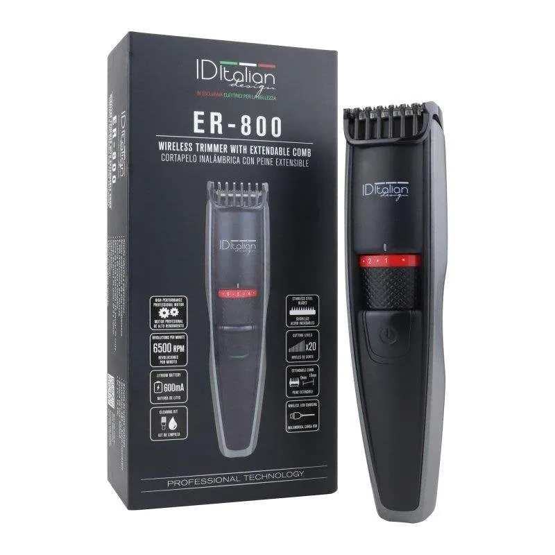 Regolabarba Viso Italian Design ER-800 Senza Filo 20 Regolazioni Pettine Estensibile