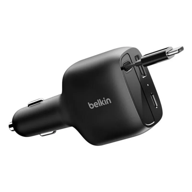 Caricatore auto Belkin BoostCharge CCC001HQBK 75W USB-C retrattile USB-A