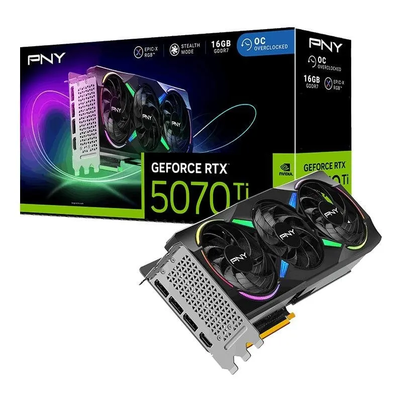 Scheda Grafica PNY GeForce RTX 5070 Ti ARGB EPIC-X RGB 16GB GDDR7 Reflex 2 RTX AI DLSS4