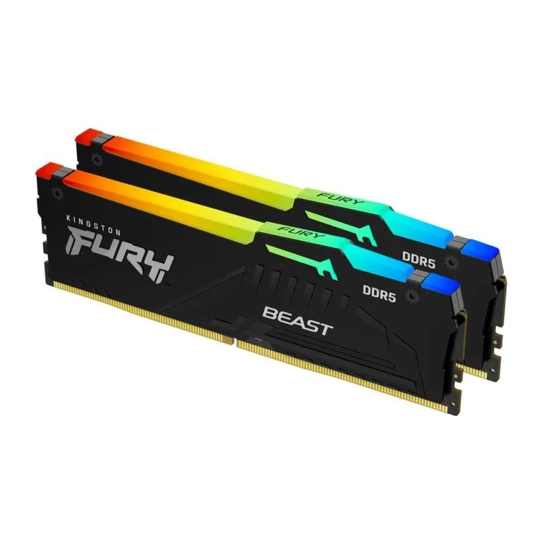 Memoria RAM Kingston FURY Beast RGB 128GB 2x64GB DDR5 5600MHz CL36 Intel XMP AMD EXPO Nero