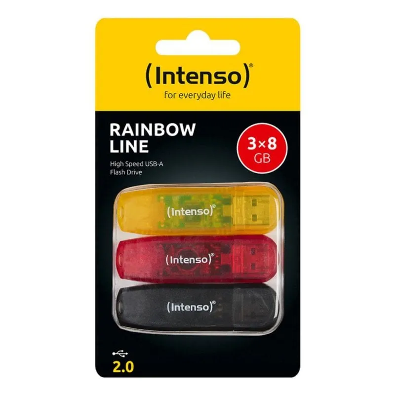 Chiavetta USB Intenso Rainbow Line 8GB Pack 3 Colori USB 2.0