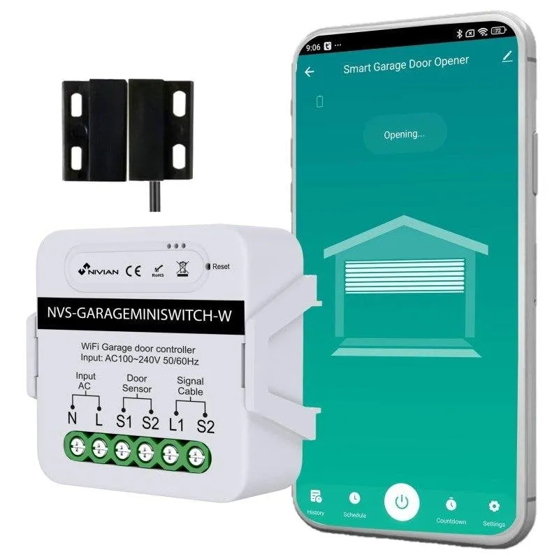 Switch Nivian Smart Garage WiFi Compatibile Alexa Google Programmazione