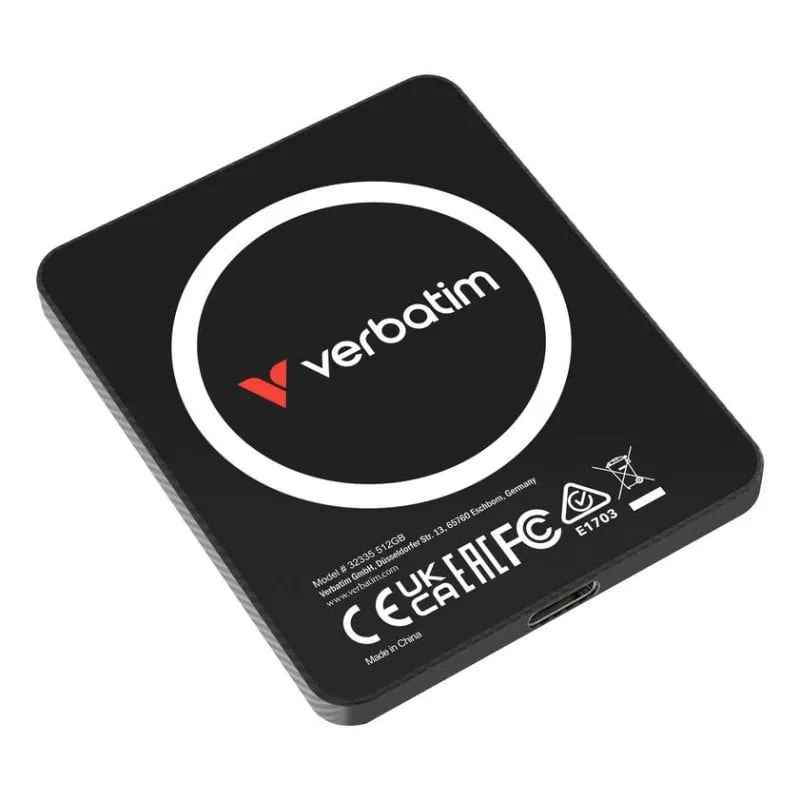 Disco Duro Verbatim SnapBack Ultra Slim 512GB SSD USB-C 2050MB/s Ultra Sottile