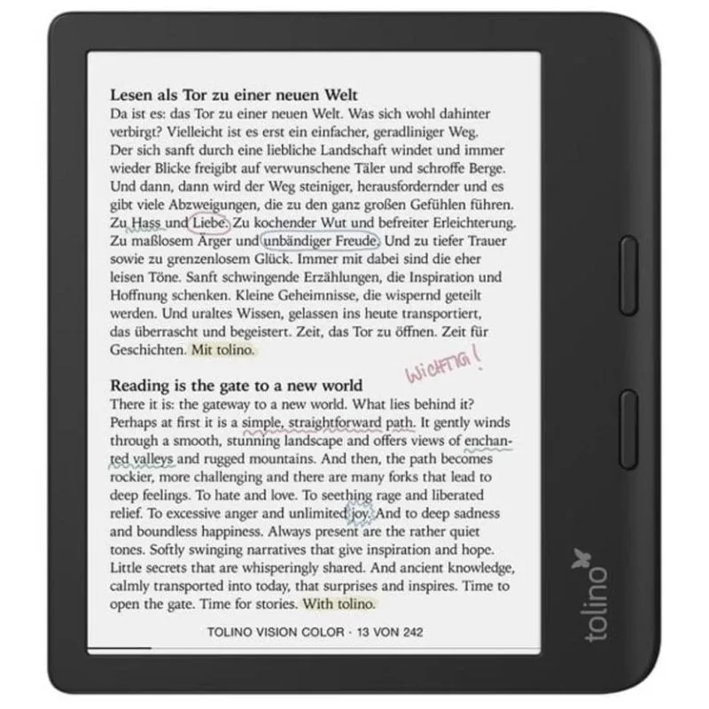 Libro Elettronico Tolino 4016621130183 7 pollici WiFi Bluetooth impermeabile