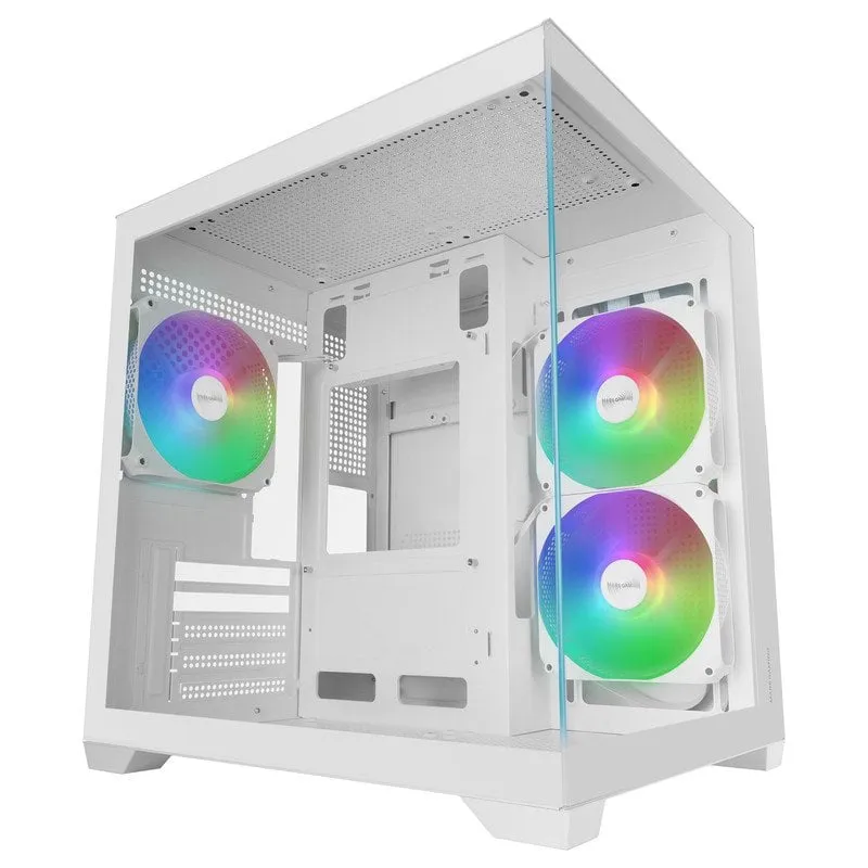 Case MicroATX Mars Gaming MC-VIEW3 Bianco ARGB Vetro Temperato
