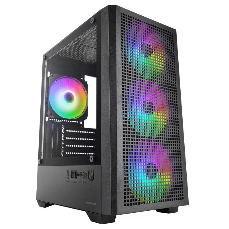 Case gaming Mars Gaming MC-VECTOR Micro-ATX Mini-ITX 4x 120mm ARGB Vetro temperato Nero