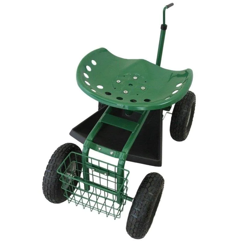 Sgabello da giardino MonsterShop Acciaio Girevole 360° 150 kg con cestino