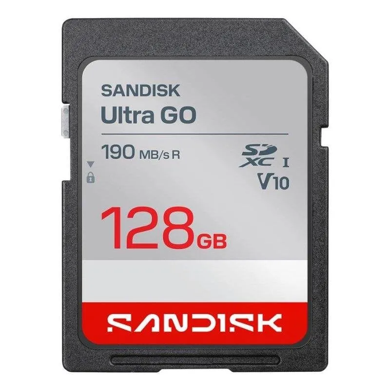 Scheda Sandisk Ultra GO 128 GB SDXC UHS-I 190 MB/s U3 V10 nera