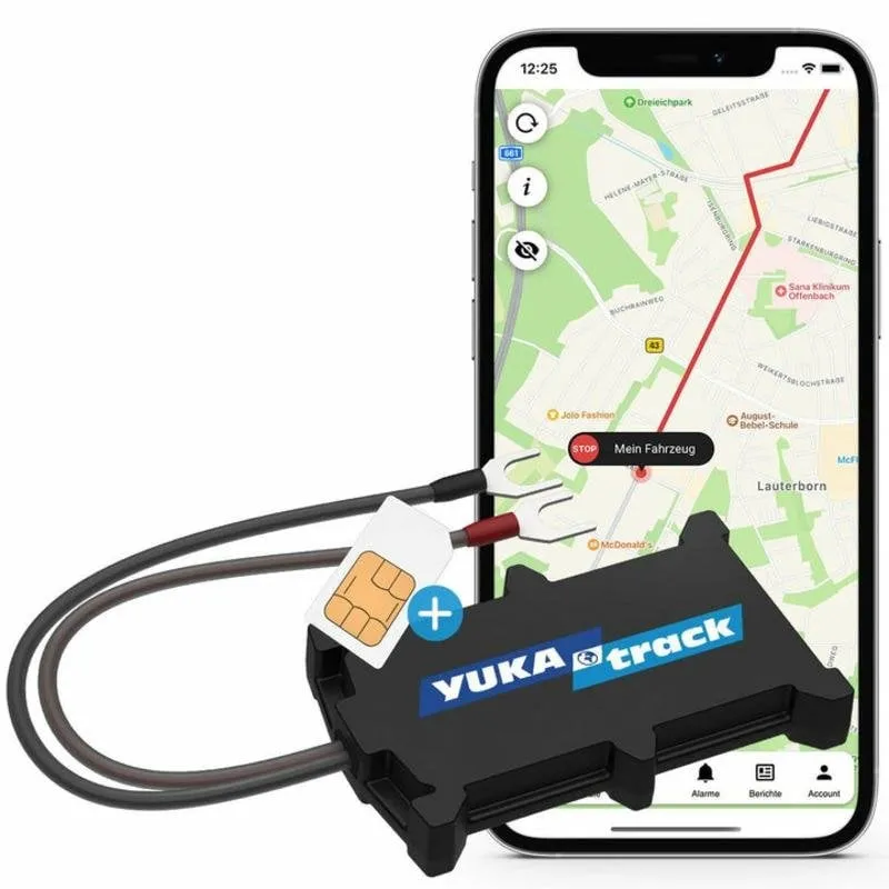 Localizzatore GPS Yukatrack easyWire IP65 Impermeabile SIM Unica Nero