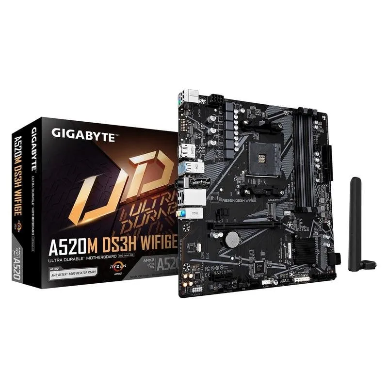 Schede Madri GIGABYTE A520M DS3H WIFI6E AMD A520 AM4 DDR4 Micro ATX WiFi 6E Bluetooth 5.3