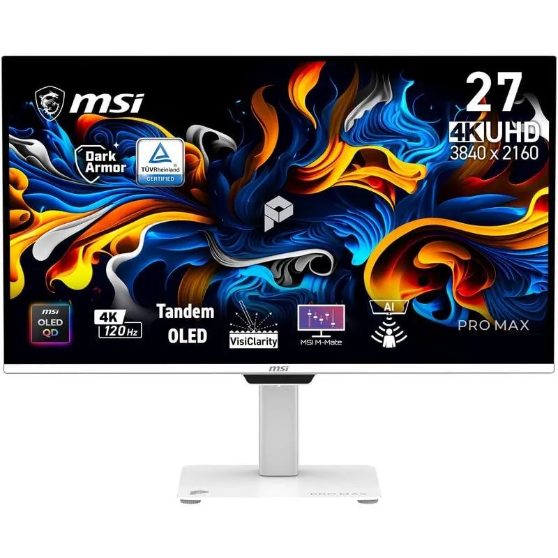 Monitor PC MSI Pro MAX 271UPXW12G 26,5" UltraHD 4K 120Hz QD-OLED Altezza Regolabile