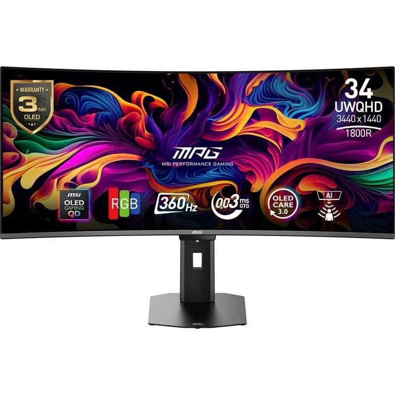 Monitor PC MSI MPG 341CQRDE 34" UltraWide Quad HD 360Hz QD-OLED Curvo 0,03ms
