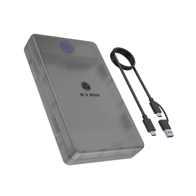 Caja PC Icy Box Spade Base 388 2.5/3.5" Plastica Nera Trasparente USB-C