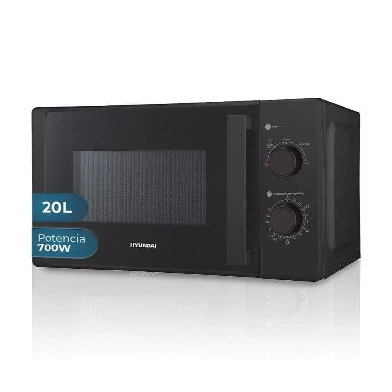 Microondas Hyundai HMW2700N 20 Litri 700W Cristallo Nero Controllo Manuale