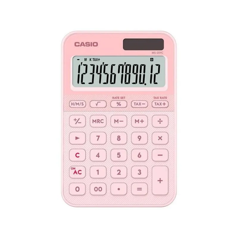 Calcolatrice Casio MS-20YC 12 cifre Solare Rosa Chiaro