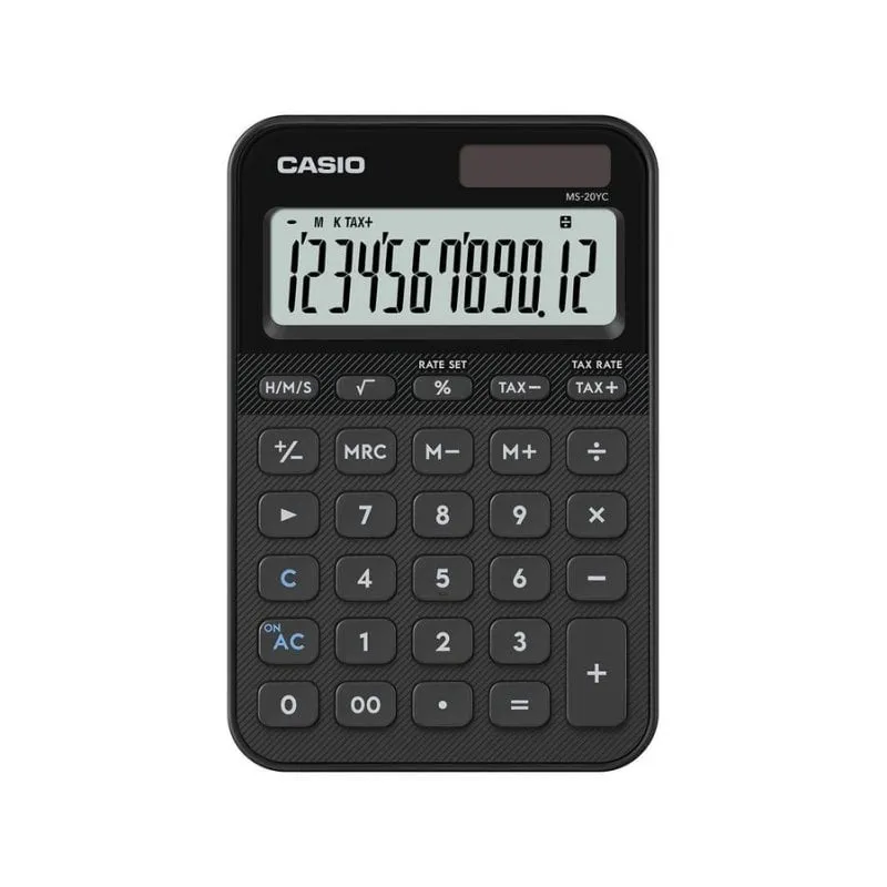 Calcolatrice Casio MS-20YC Da Tavolo Batteria Solare Nera