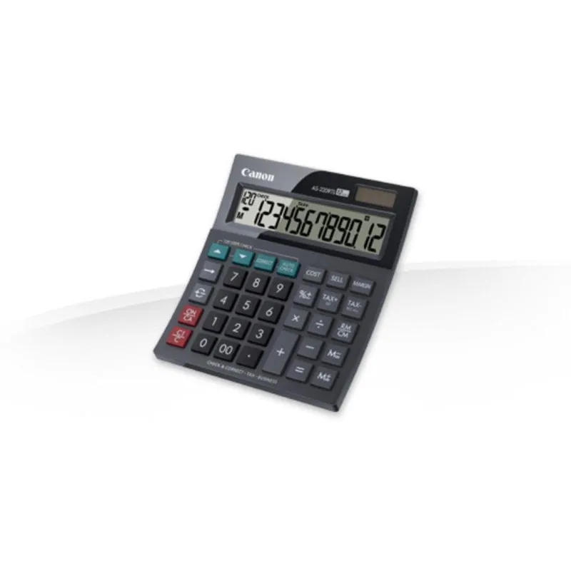 Calcolatrice Canon AS-220RTS 12 cifre LCD Batteria Solare Compatta