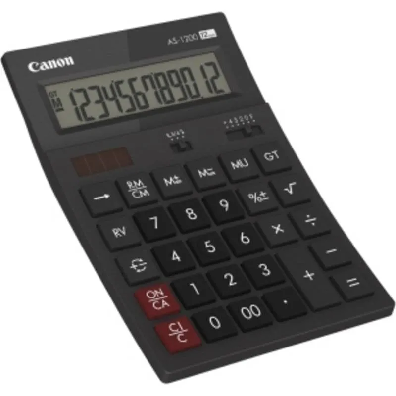 Calcolatrice Canon AS1200HB 12 cifre solare e batteria, display inclinato