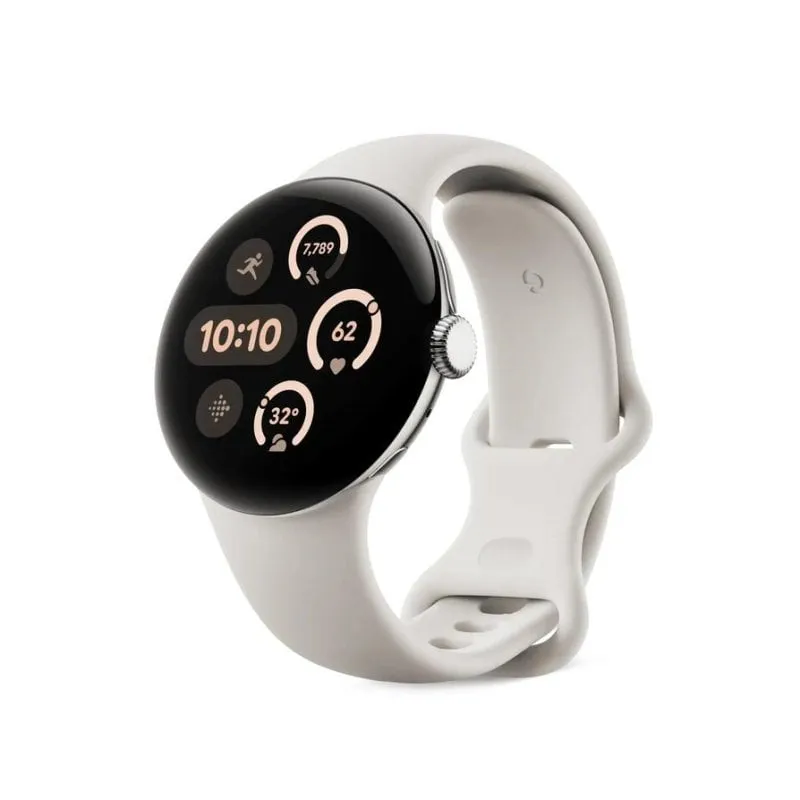 Cinturino Google Pixel Watch 3 Fluoroelastomero 45mm Taglia L Argento Installazione rapida