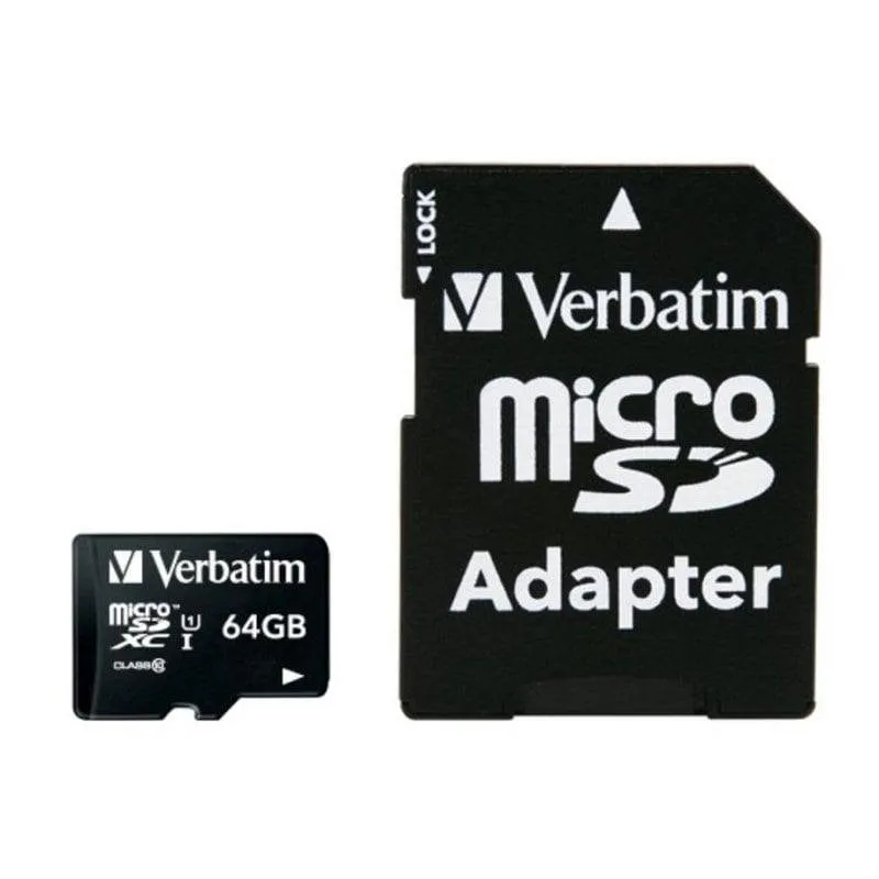 Scheda MicroSDXC Verbatim Premium 64 GB Classe 10 UHS-I V10 90 MB/s Nera
