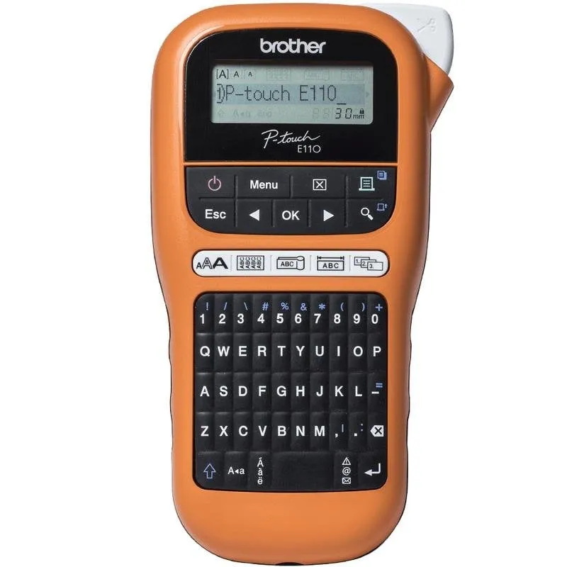 Stampante trasferimento termico Brother PT-E110 QWERTY portatile nero arancione