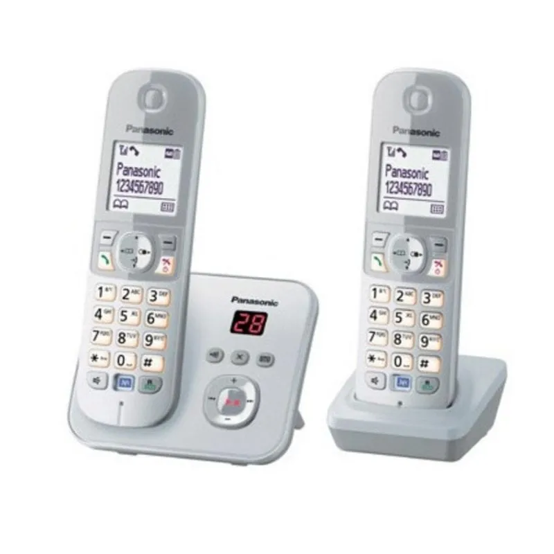 Telefono Panasonic KX-TG6822 DECT Vivavoce 2 Cornetti Argento