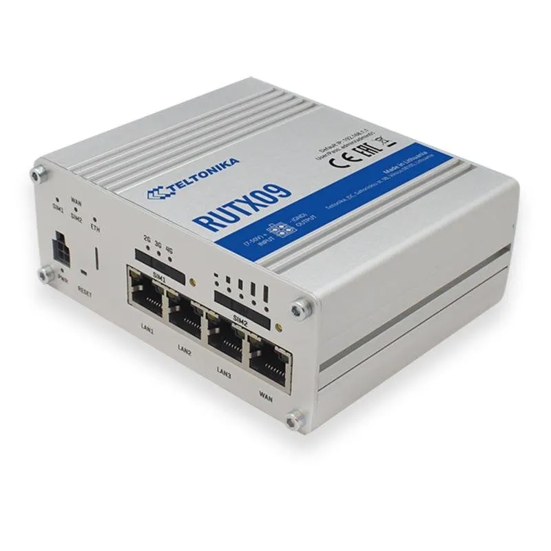 Router Teltonika RUTX09 Ethernet WAN 4G LTE 1Gbps Alluminio SIM