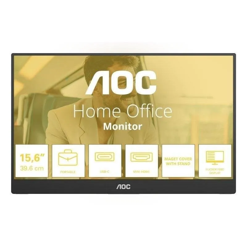 Monitor PC AOC 16T20E2 15,6" FullHD 60Hz IPS USB-C Mini HDMI Altoparlanti 4ms