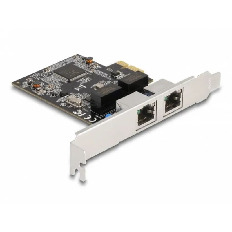 Tarjeta de Red Delock PCI Express x1 2x RJ45 Gigabit LAN 1000 Mbps Argento